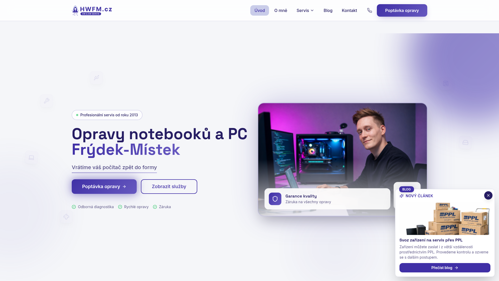 HWFM.cz - ukázka webu